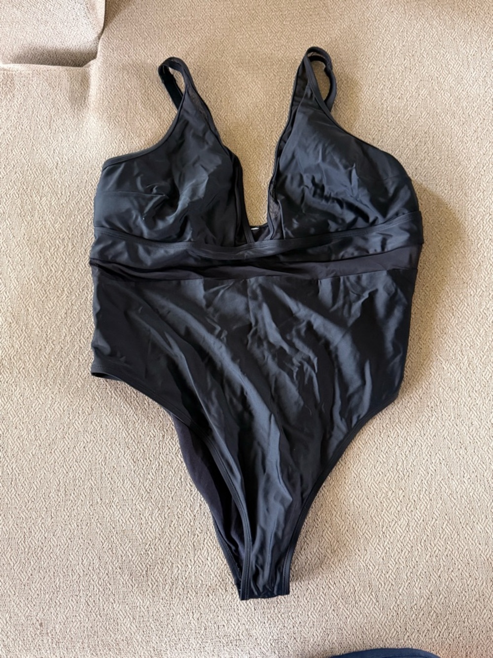 Cupshe Black Mesh Plunge One-Piece Swimsuit - Picture 2 of 3